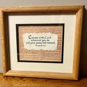 Framed Proverbs 16:3 Scripture Wall Art – “Commit to the Lord” Christian Plaque
